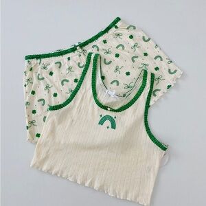 love peace & lazy days st. patrick’s day themed pajamas ! nwt, size S